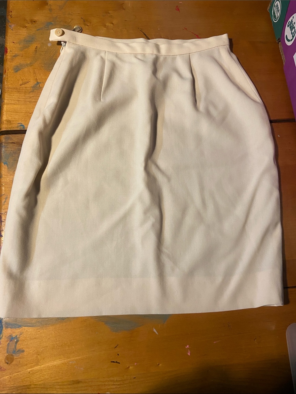 Giorgio Armani Classic Cream Wool Pencil Skirt - Women's Size 2 Made in Italy
